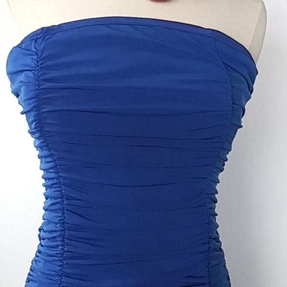 Royal Blue Ruched Form Fitting Mini Bodycon Prom Dress - Picture 2 of 9